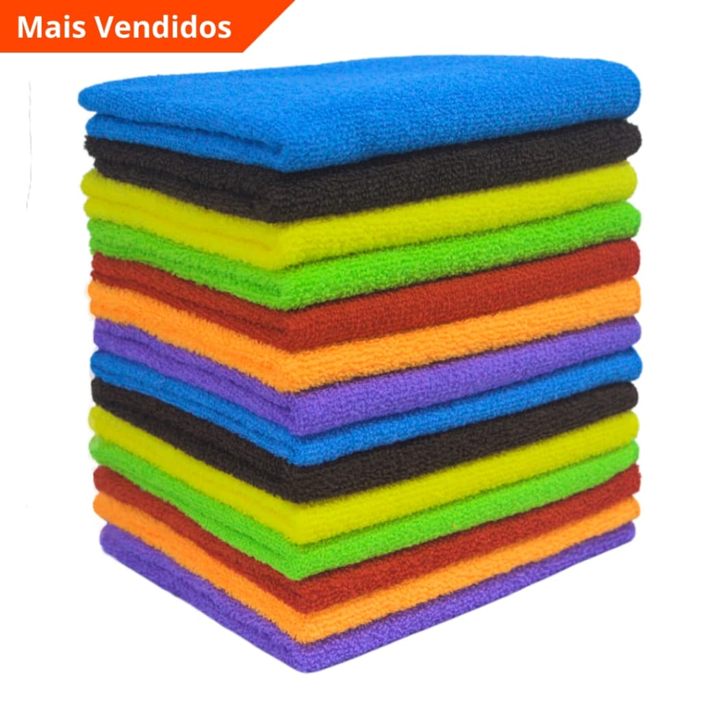Kit 10 Panos de Microfibra 40x60cm  Multiuso Limpeza Doméstica e Automotiva Não Arranha Super Macio