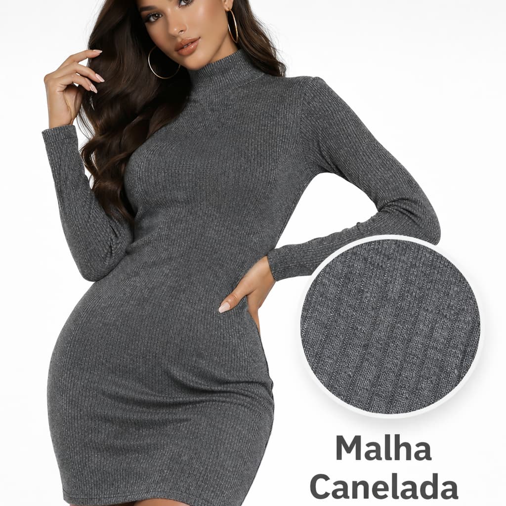 Vestido ,tubinho, colado define o corpo, confortavel, justo, fresco, curto, malha canelada, cor cinza..