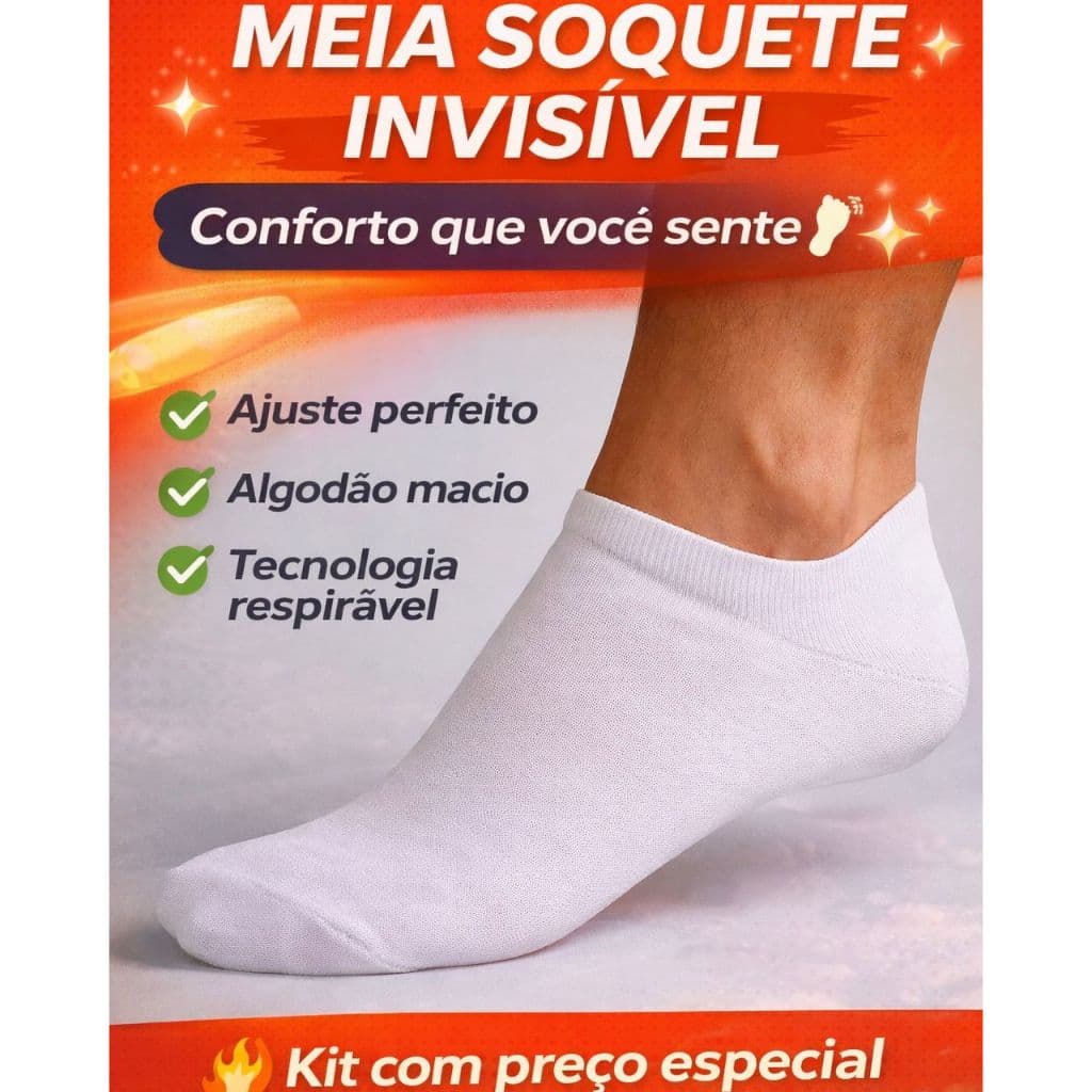 Meia Cano Curto Super Confortável Unissex Premium Branca