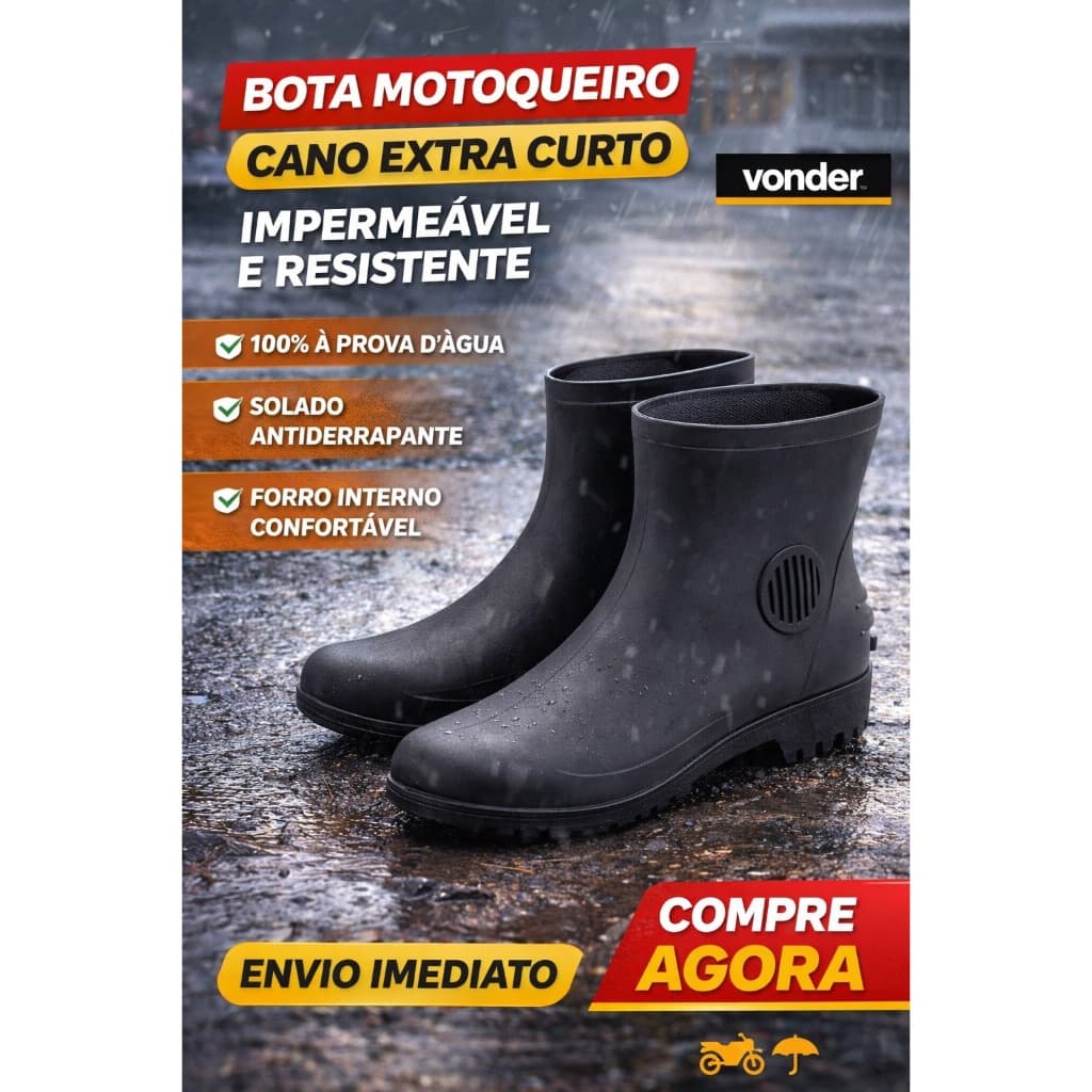💥 Bota Preta Vonder Cano Extra Curto – Conforto, Segurança e Resistência