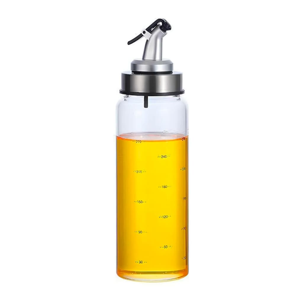 Galheteiro de Vidro 300ml Bico Dosador Medidor e Trava Porta Azeite Vinagre Shoyu Molho Condimento