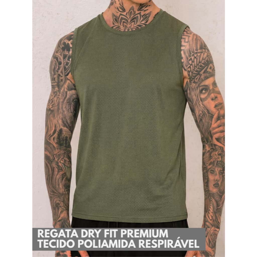 Regata DryFit Poliamida Masculina Elastano Fitness Leve Respirável Academia Casual Dry Fit Toque Gelado