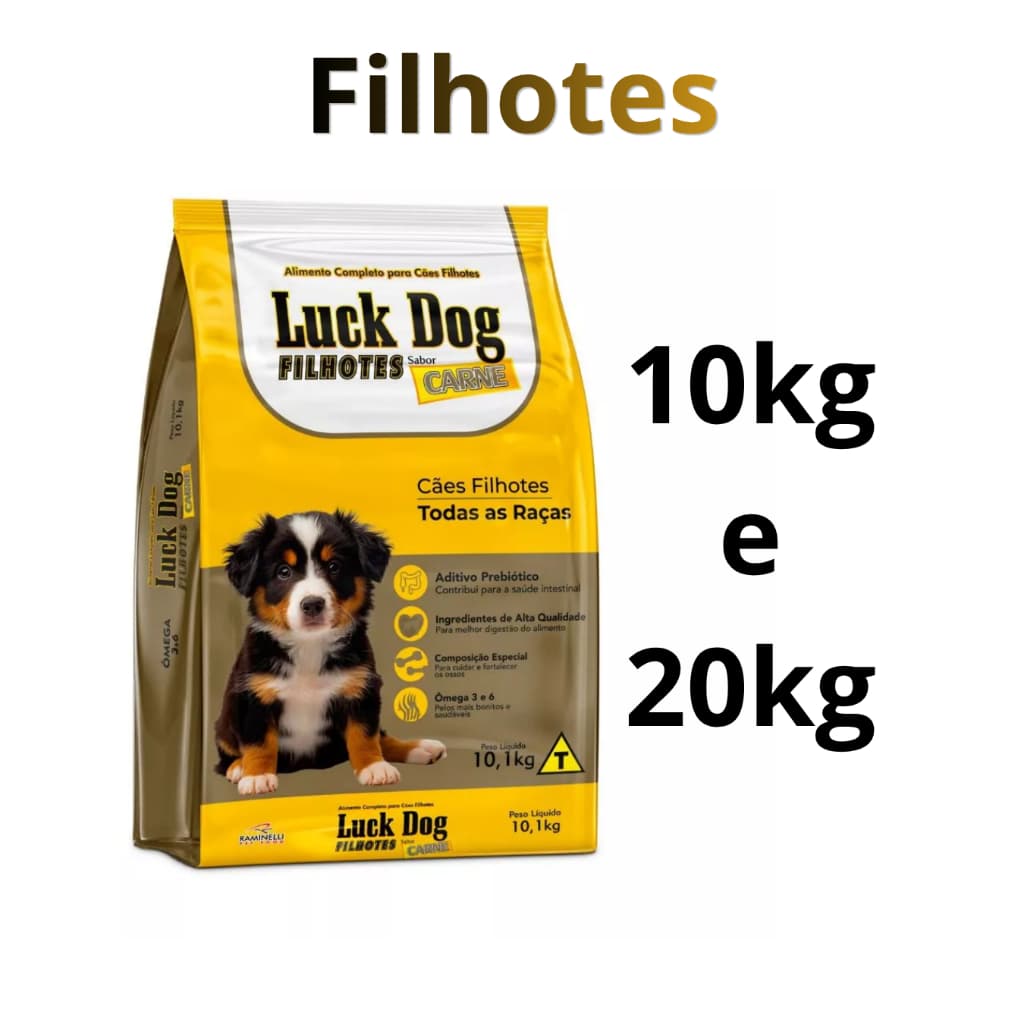 Ração para Cães Filhotes Luck Dog Carne 10 e 20kg