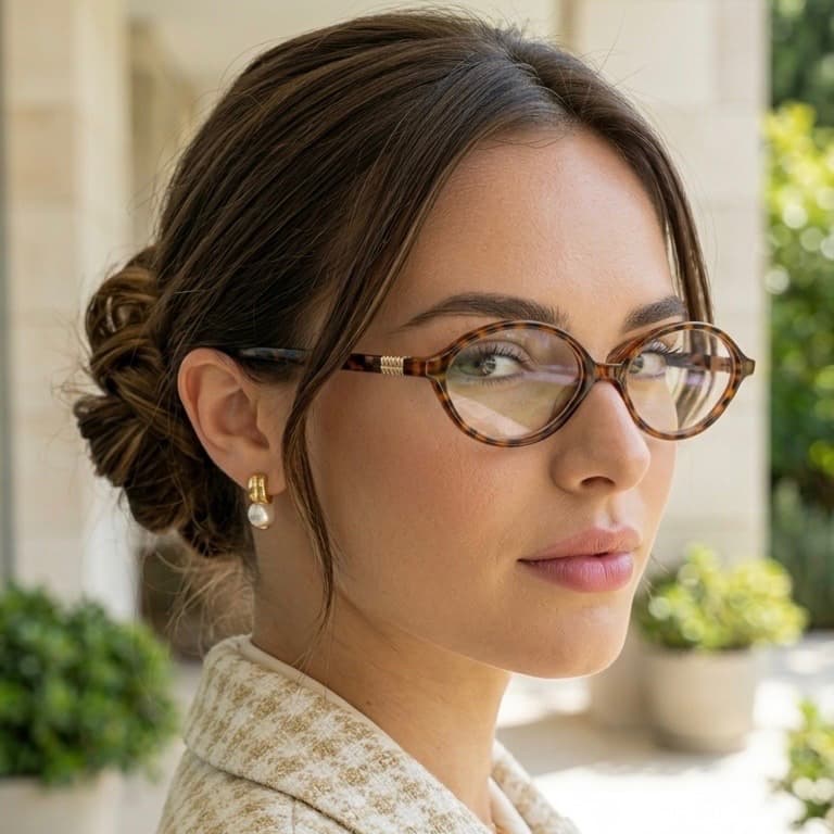 Armação Para Óculos De Grau Lente De Descanso Ideal Para Leitura Oval Pequeno Retrô Leve Confortável Estilo Blogueira