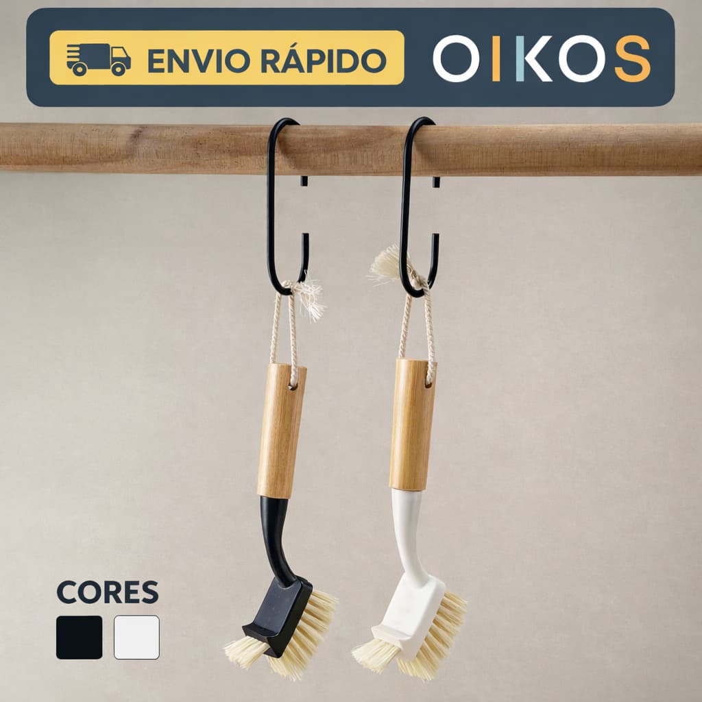 Escova De Limpeza Duo Com Cabo De Bambu Oikos Preto E Off White (Branco)
