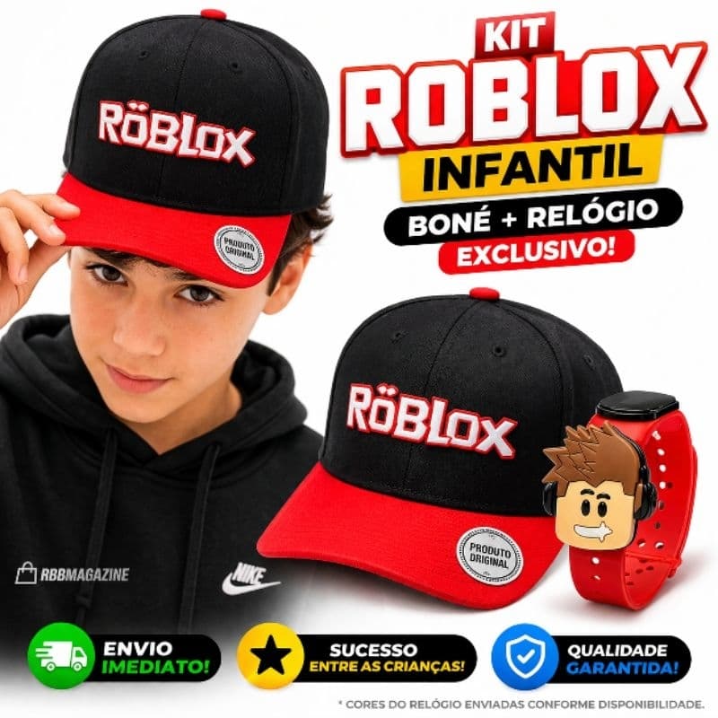 Kit Boné + relogio Roblox infantil 3 a 12 anos