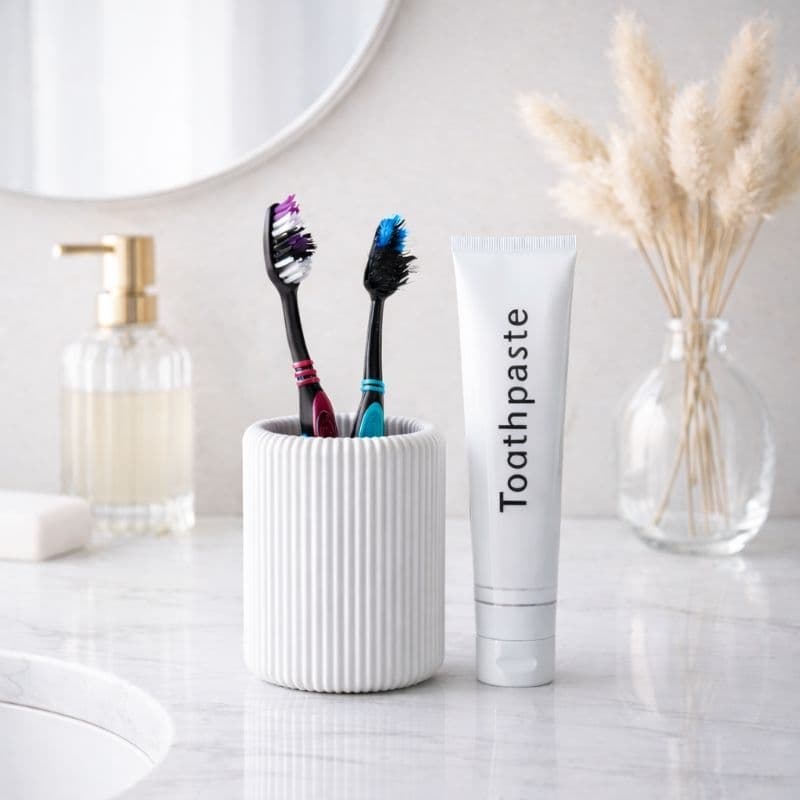 Porta Escovas Banheiro Decorativo Minimalista Organizador Premium Fácil Limpeza