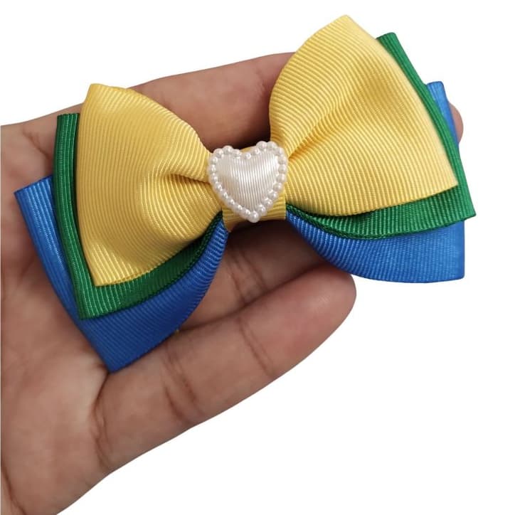 Par de Laços Infantil, Adulto, Laços Copa do Mundo, Laços do Brasil, Laços Azul, Verde e Amarelo, Acessório Infantil