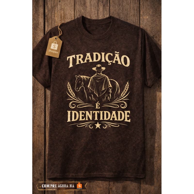 Camiseta Gaúcha Tradicional Masculina “Tradição é Identidade” Estilo Country Premium 100% Algodão