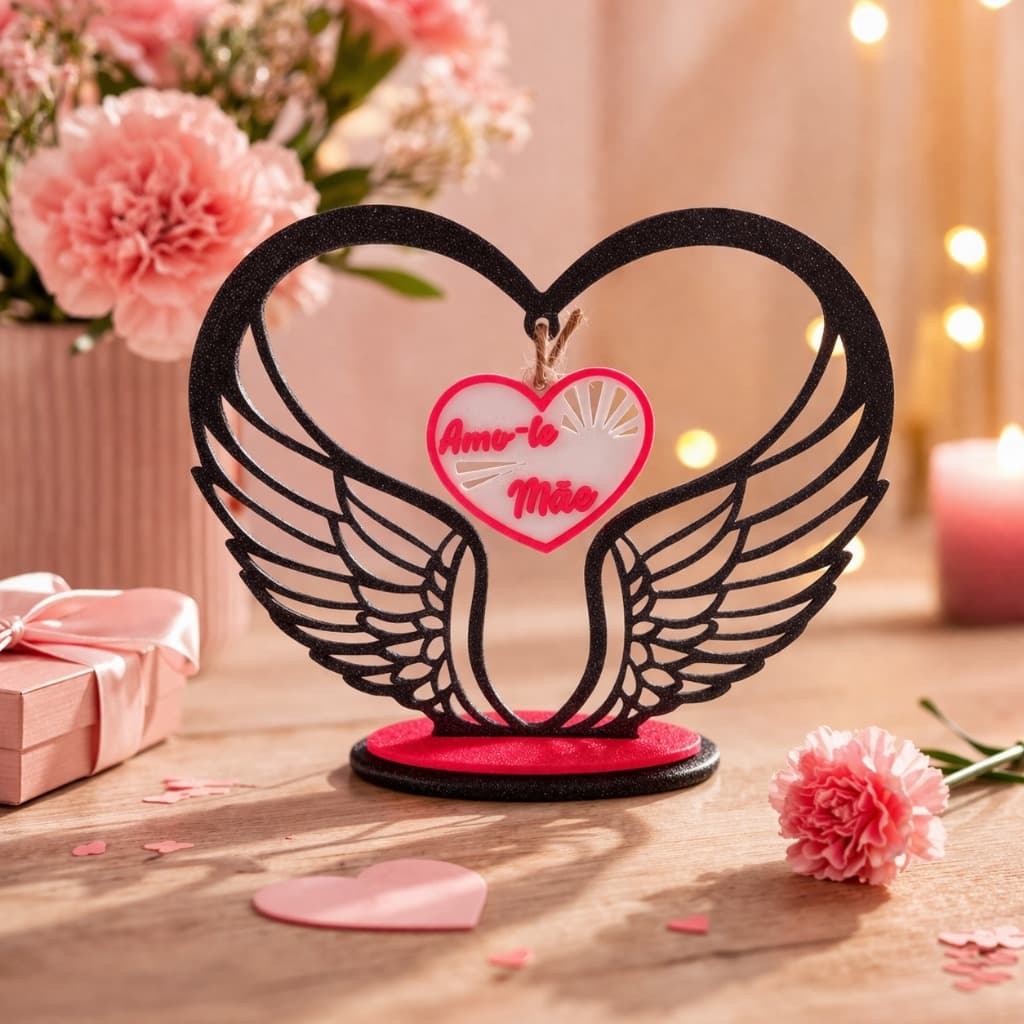 Coração com Asas Personalizado – Presente Dia das Mães Exclusivo com Nome ou Frase ❤️ Presente dia das maes