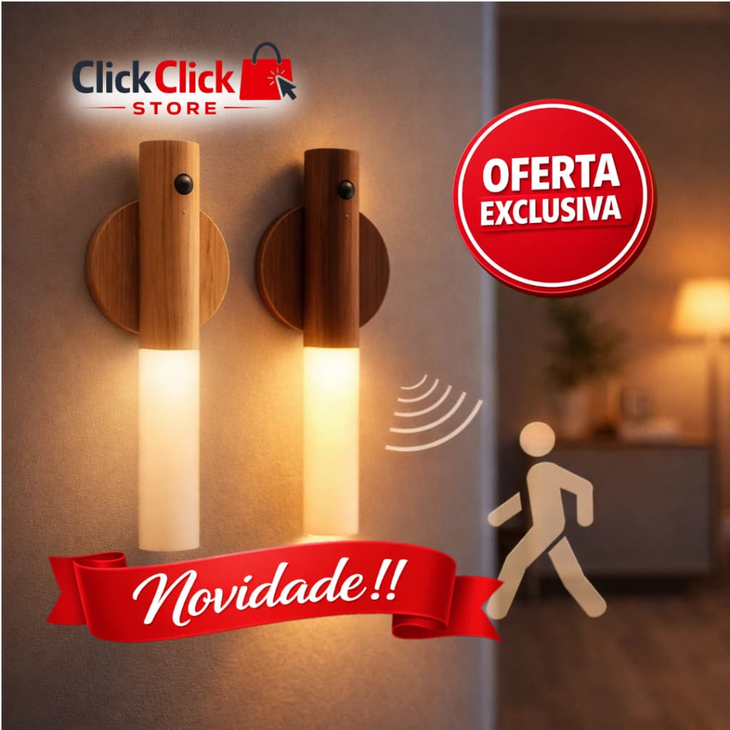 Luminária LED com Sensor de Movimento USB Recarregável 3000K Luz Noturna Magnética Sem Fio - SQ7738