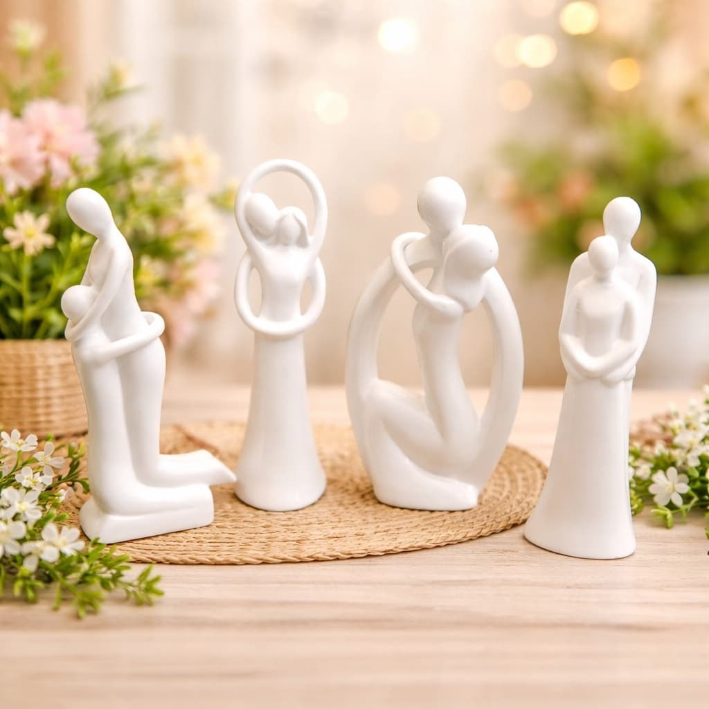 Enfeite de porcelana de casal Status de Namorados branco decoração de mesa casa.17cm