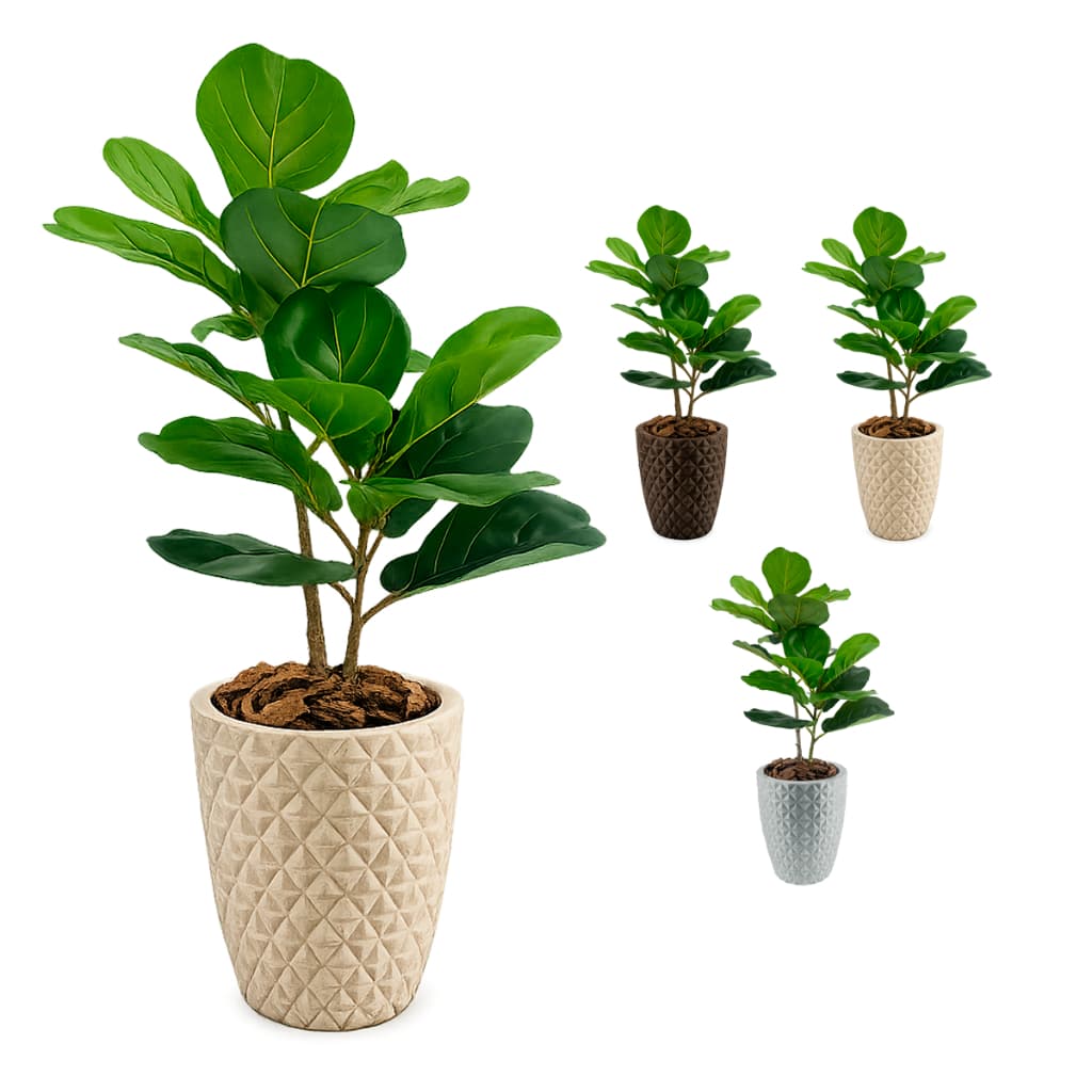 Vaso Polietileno + Planta Artificial Ficus Lyrata Follhas Grande Decoracao Jardim