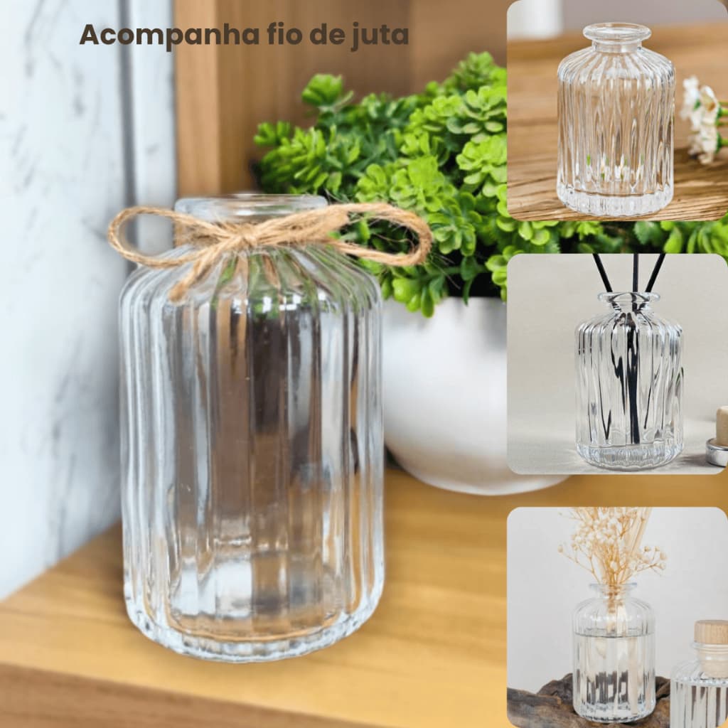 Kit 2 Vasos de Vidro Mini Lyor 10cm x 6cm – Vasinho Decorativo para Mesa, Difusor, Flores e Eventos
