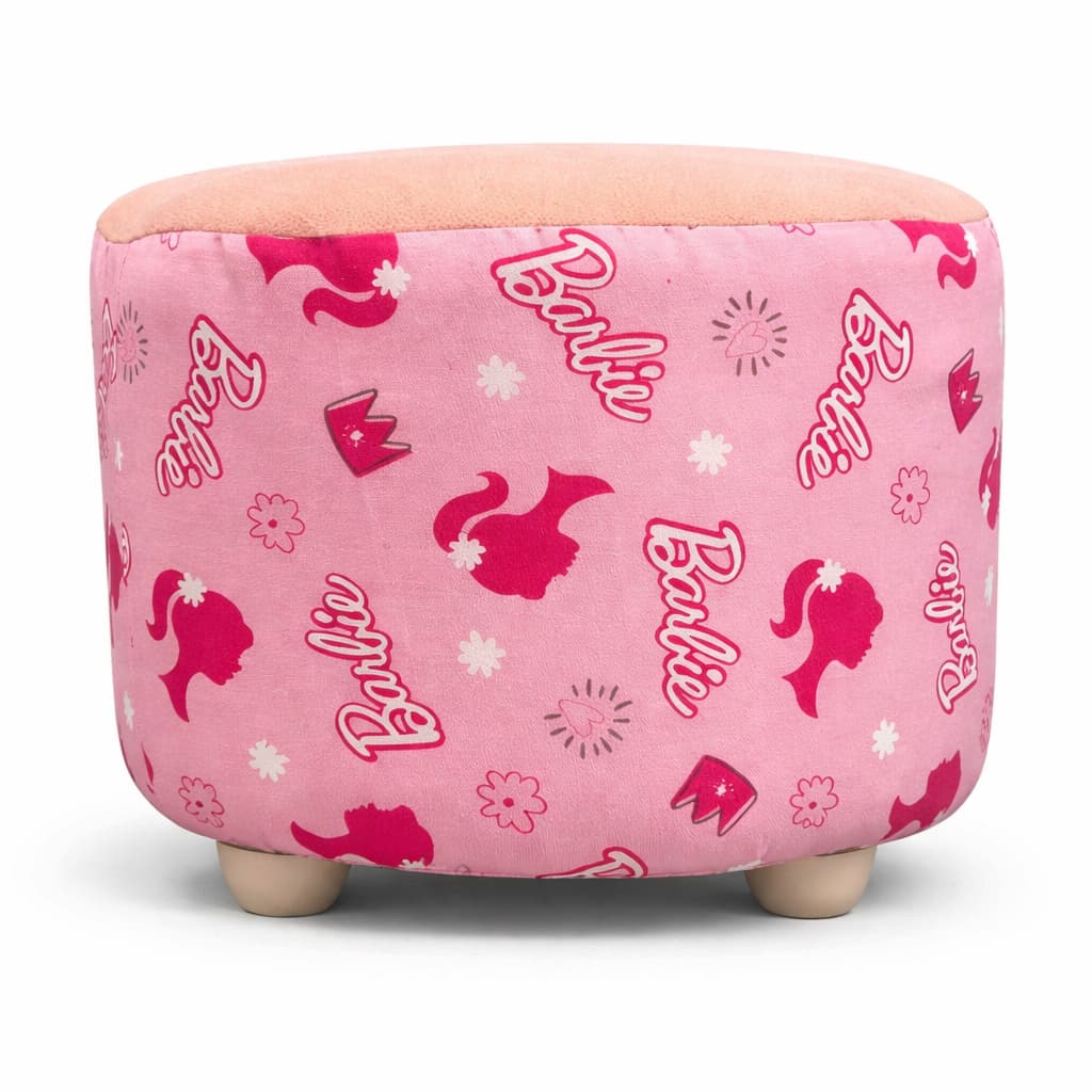 Puff Infantil Rosa Redondo Banquinho Decorativo Para Quarto de Menina