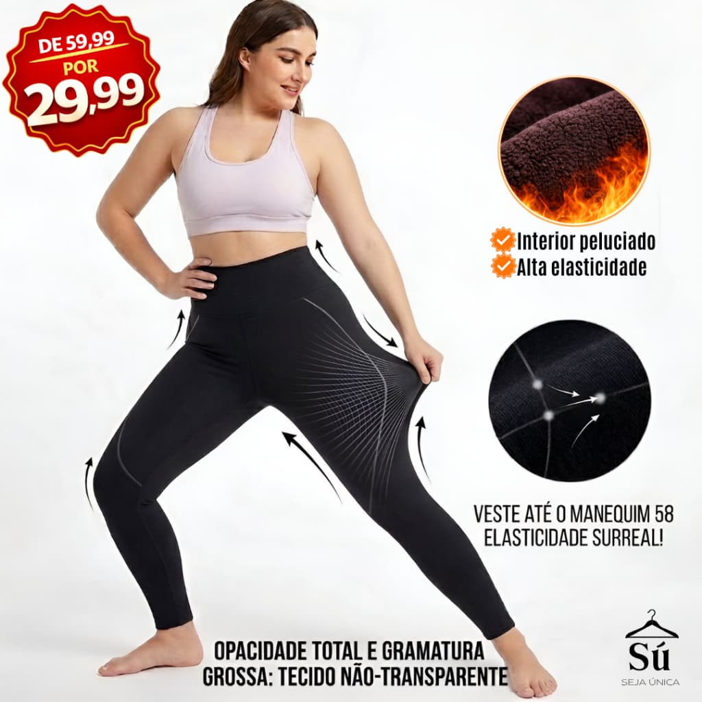 Meia-Calça Térmica Premium Peluciada Grossa Modeladora Cintura Alta Não Marca Não Desce Inverno