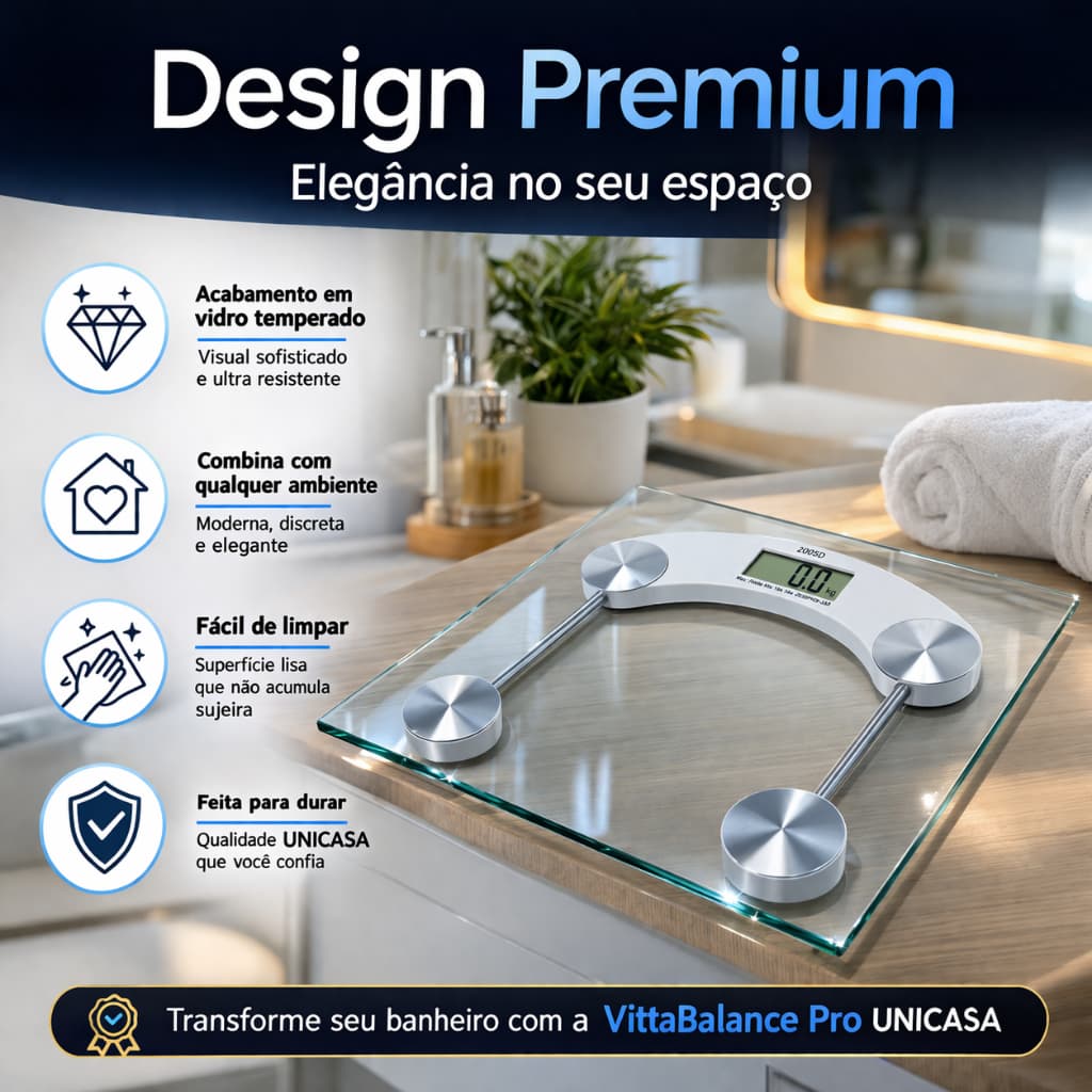 Balança Digital Corporal Vidro Temperado LCD Alta Precisão 180kg