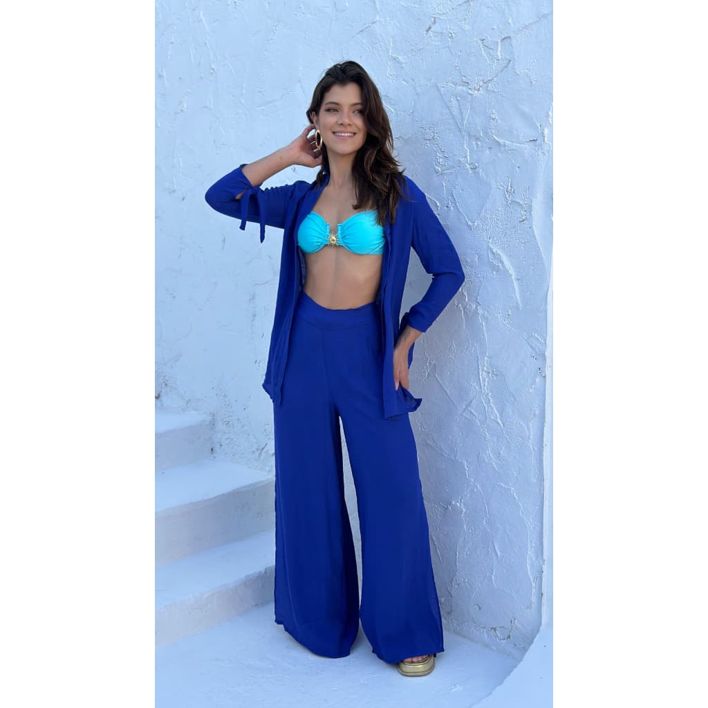 Calça Pantalona Envelope Viscolinho