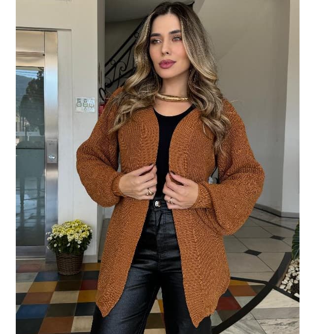 Casaco de Tricô Feminino Casaco Plus Size Feminino Cardigan Plus Size Feminino Cardigan Feminino