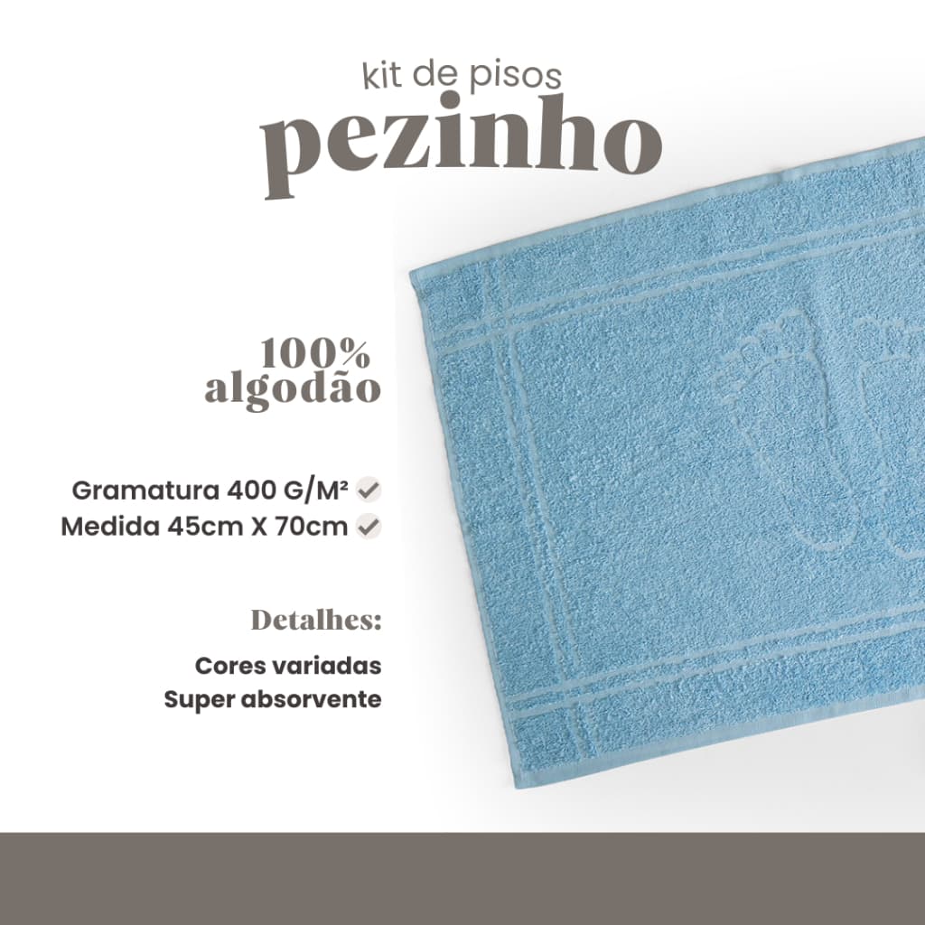 Kit 5 Toalhas de Piso Pezinho de Banheiro Alta Durabilidade 100% Algodão 45x70 CM
