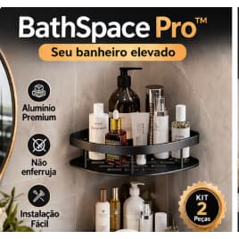 Prateleira de Canto Banheiro Sem Furo Alumínio Kit 2 Unidades Organizador Box Shampoo BathSpace Pro™