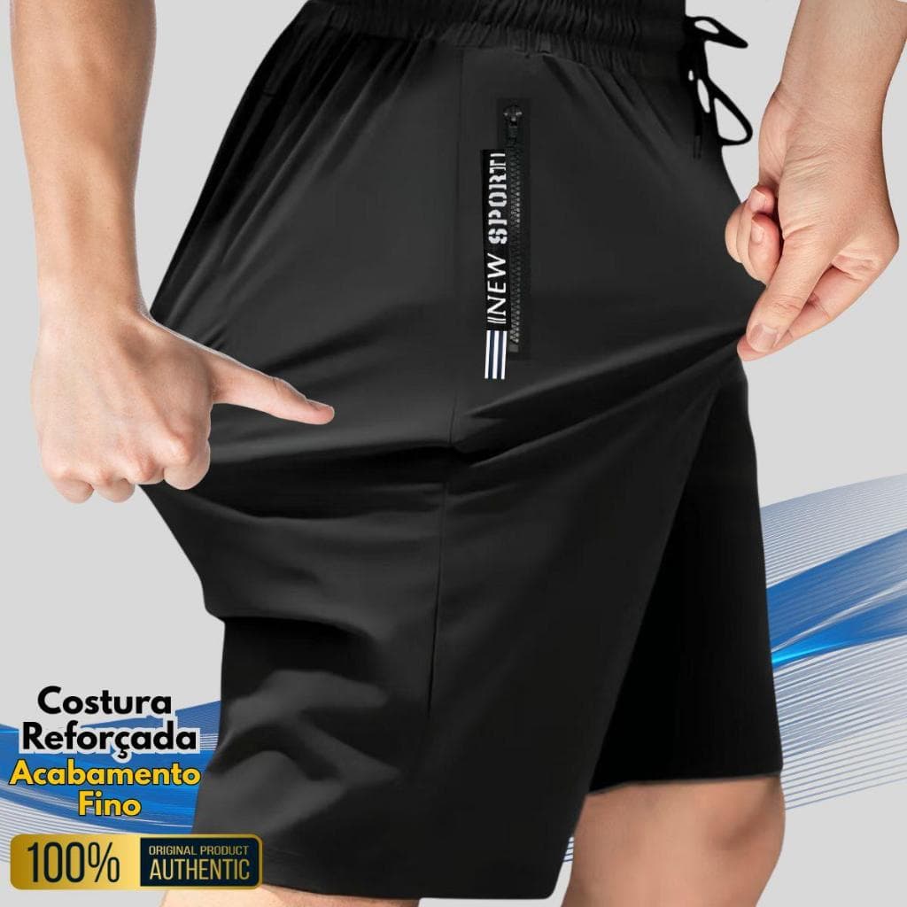 Shorts Bermuda Masculino com Ziper Academia Esportivo Praia Poliamida Respirável Tecido Leve