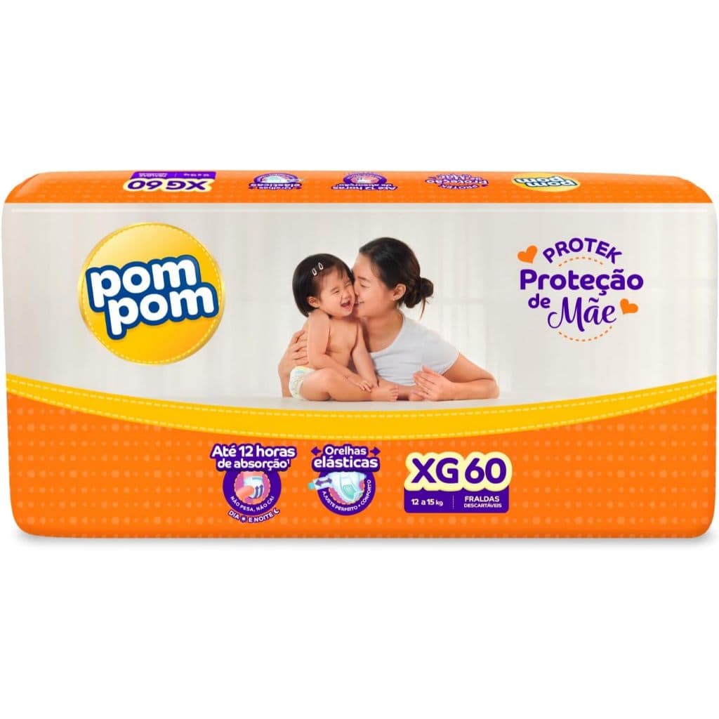 Fralda Pom Pom Derma Protek Proteção De Mãe (4a9KG) M 86 Tiras