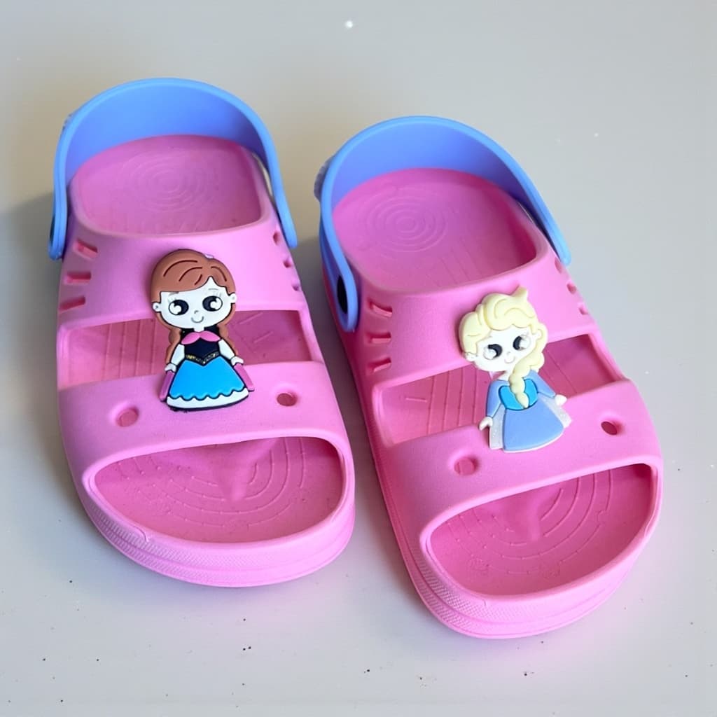 Sandália Infantil Menina Papete 2 em 1 Personagem Princesas Rosa Confortável Dia a Dia
