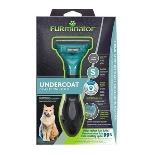 Rasqueadeira  Furminator para Gatos de porte pequeno com Pelos Longo cor azul celeste