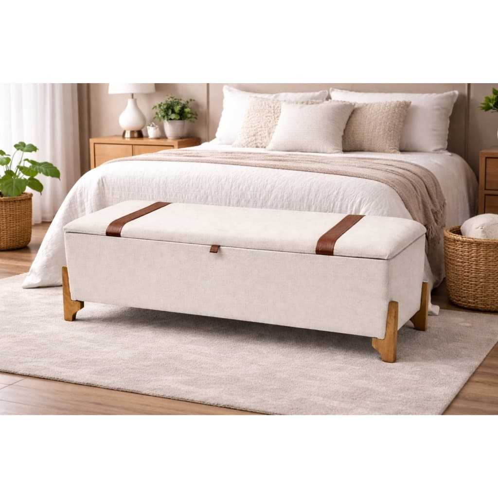 Puff Bau Retangular Estofado Suede Banco Calçadeira Quarto Sala Closet Organizador Moderno 120cm