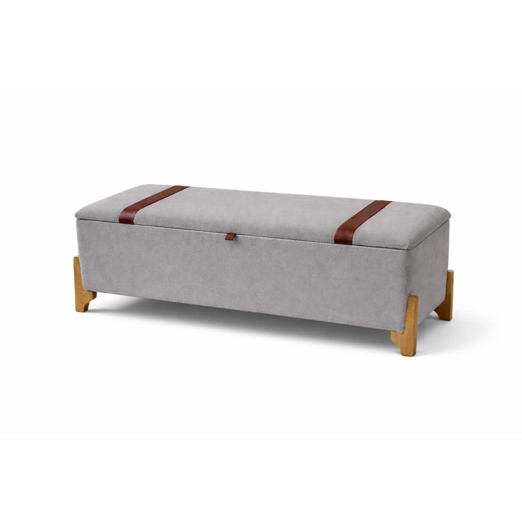 Banco Bau Estofado Para Quarto Casal Decorativo Moderna Puff Organizador Suede 120cm