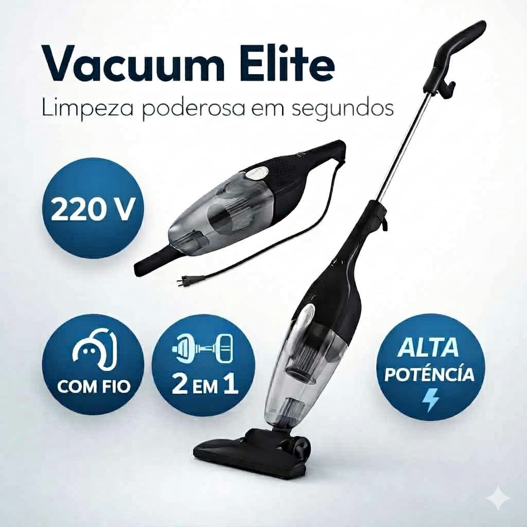 Aspirador Vertical Portatil Potente 2 Em 1 Com Fio 220V Limpeza Rapida Facil Armazena Sucata
