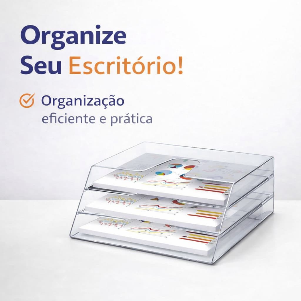 Organizador Porta Documentos Triplo Office com 3 Divisórias