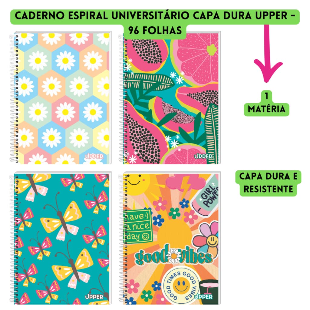 Caderno Espiral Universitário 96 Folhas Capa Dura - Upper - 3B Cadernos