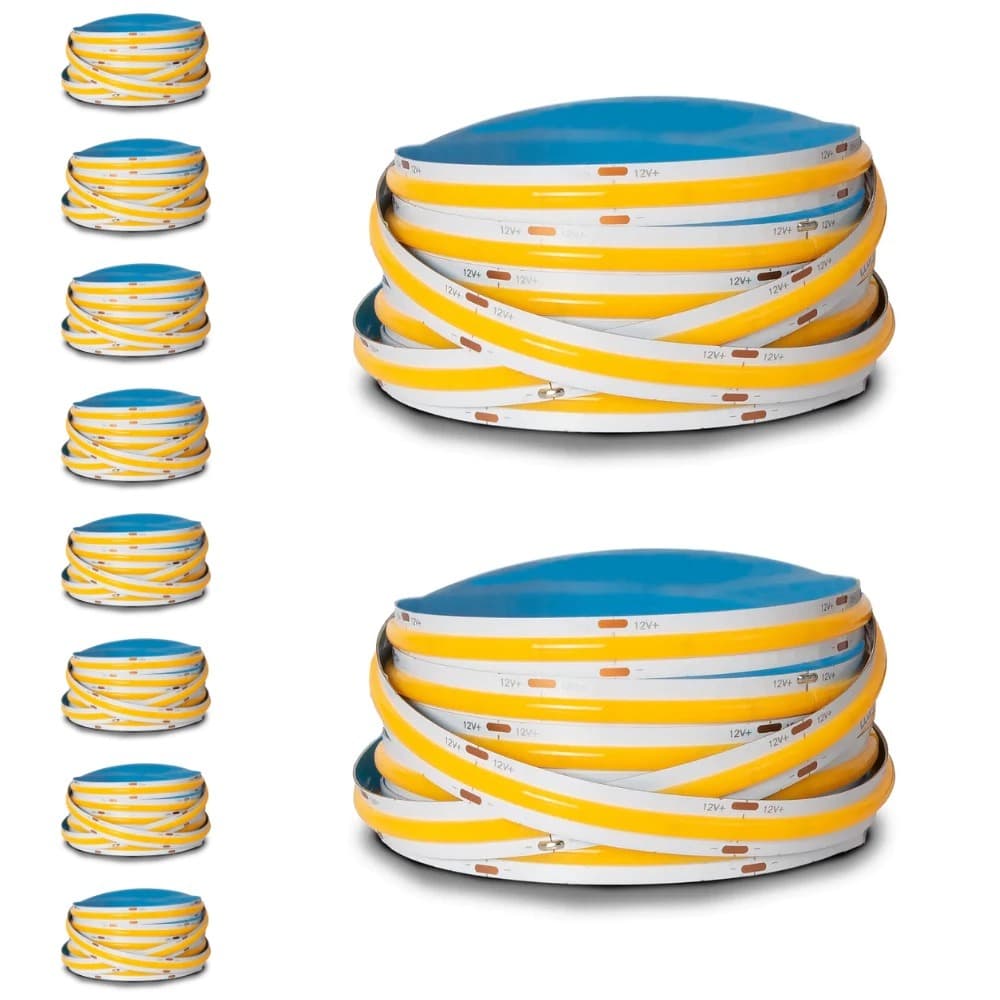 Kit 10x Fita De LED COB 12V Alto Brilho 3000K 4000K 6000K - Rolo 5 metros cada