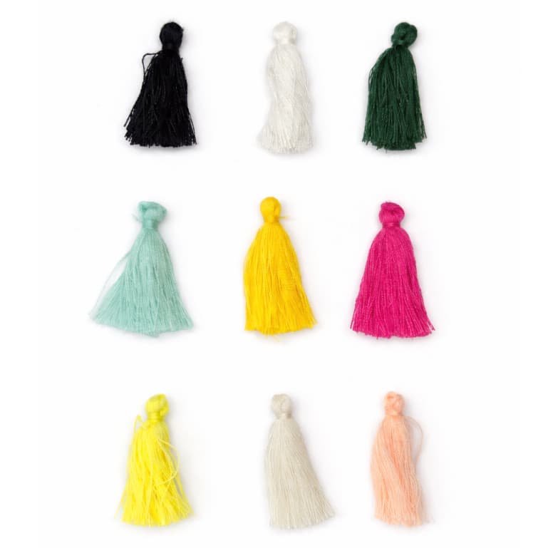 Kit Tassel Franja Mini Pingente Pompom Decoração para Artesanato e Bijuterias 20 UNIDADES