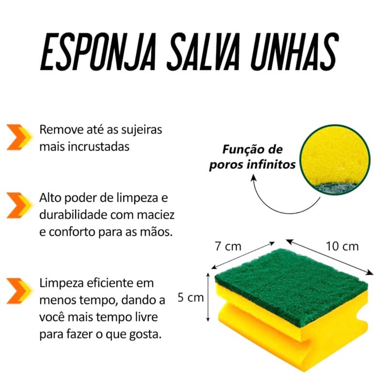 Kit Esponjas de Louça Salva Unhas anatômica protege suas unhas enquanto usa