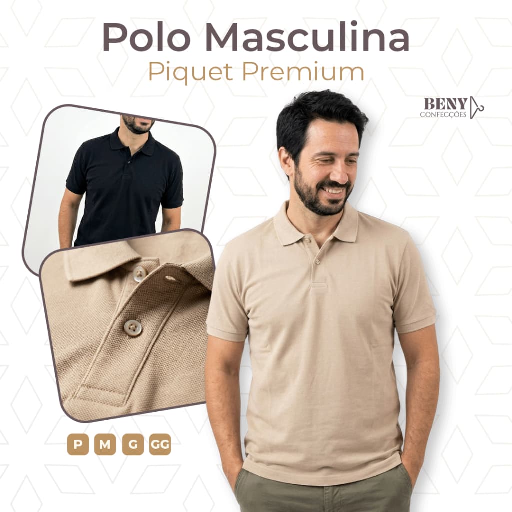Polo Masculina Piquet Premium Marca Própria Algodão