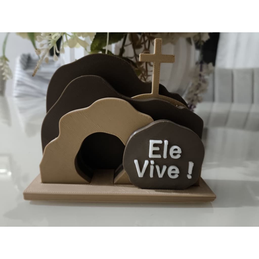 Decoração Cristã “Ele Vive” – Santo Sepulcro | Enfeite Páscoa e Semana Santa | Presente Religioso