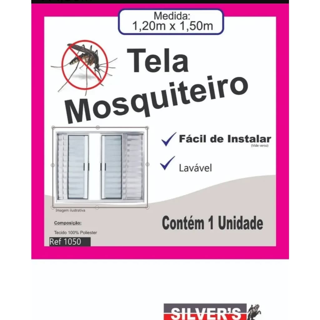Tela Mosquiteiro para Janelas 1,20mX1,50m velcro Lavável