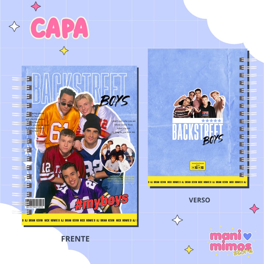 Caderno Backstreet Boys | BSB | Nostalgia Anos 90 | Caderno A5 ou Universitário para Anotações