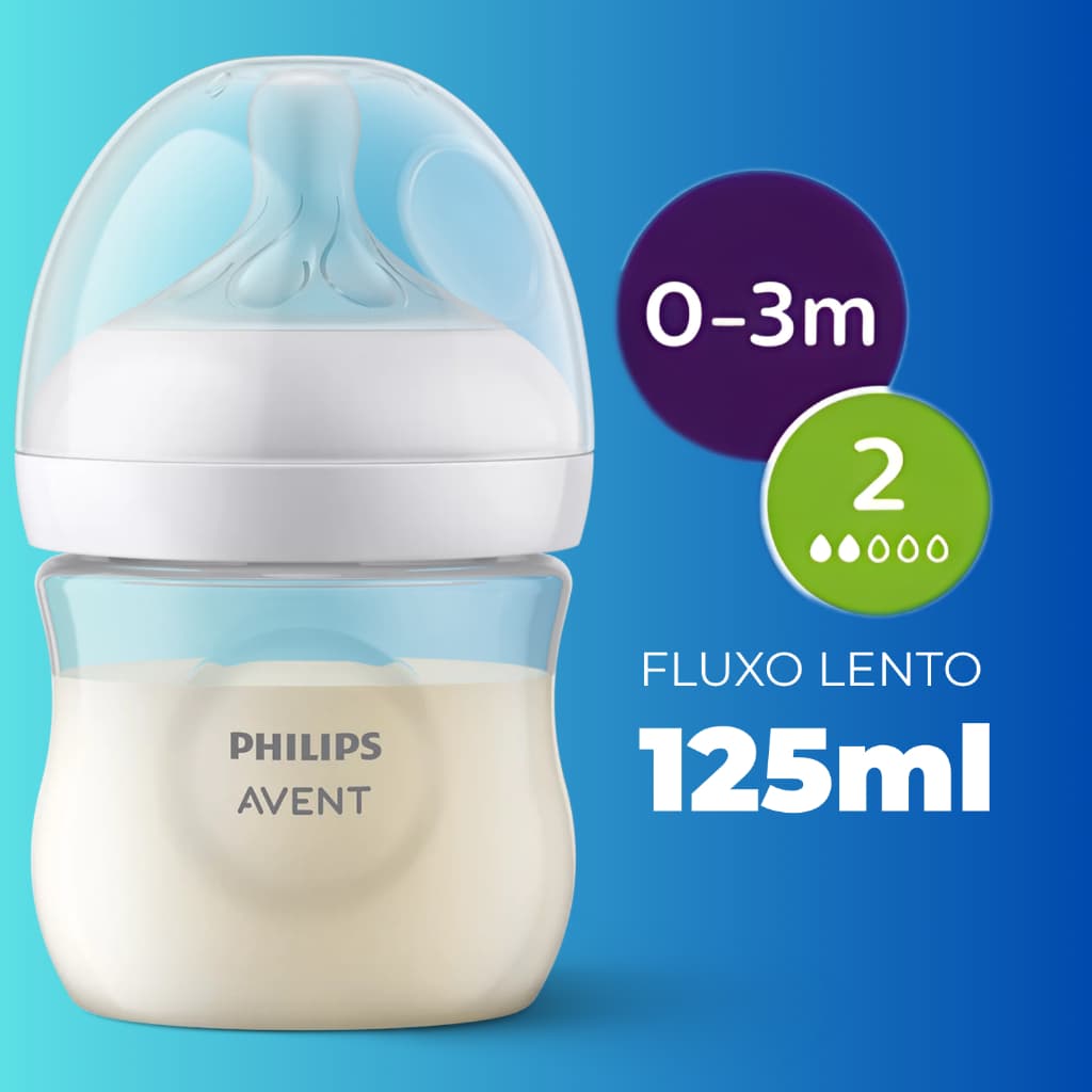 Mamadeira Avent Pétala 125ml 0m+ Bico N°2 Fluxo Lento  Rn Recém Nascido Transparente Sem Desenhos