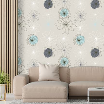Papel de Parede Adesivo Sofisticado Importado Flores Suaves Bege Branco Cinza 3M