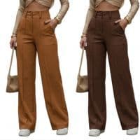 CALÇA PANTALONA  ALFAIATARIA FEMENINA 2 BOTONES LOOK CASUAL