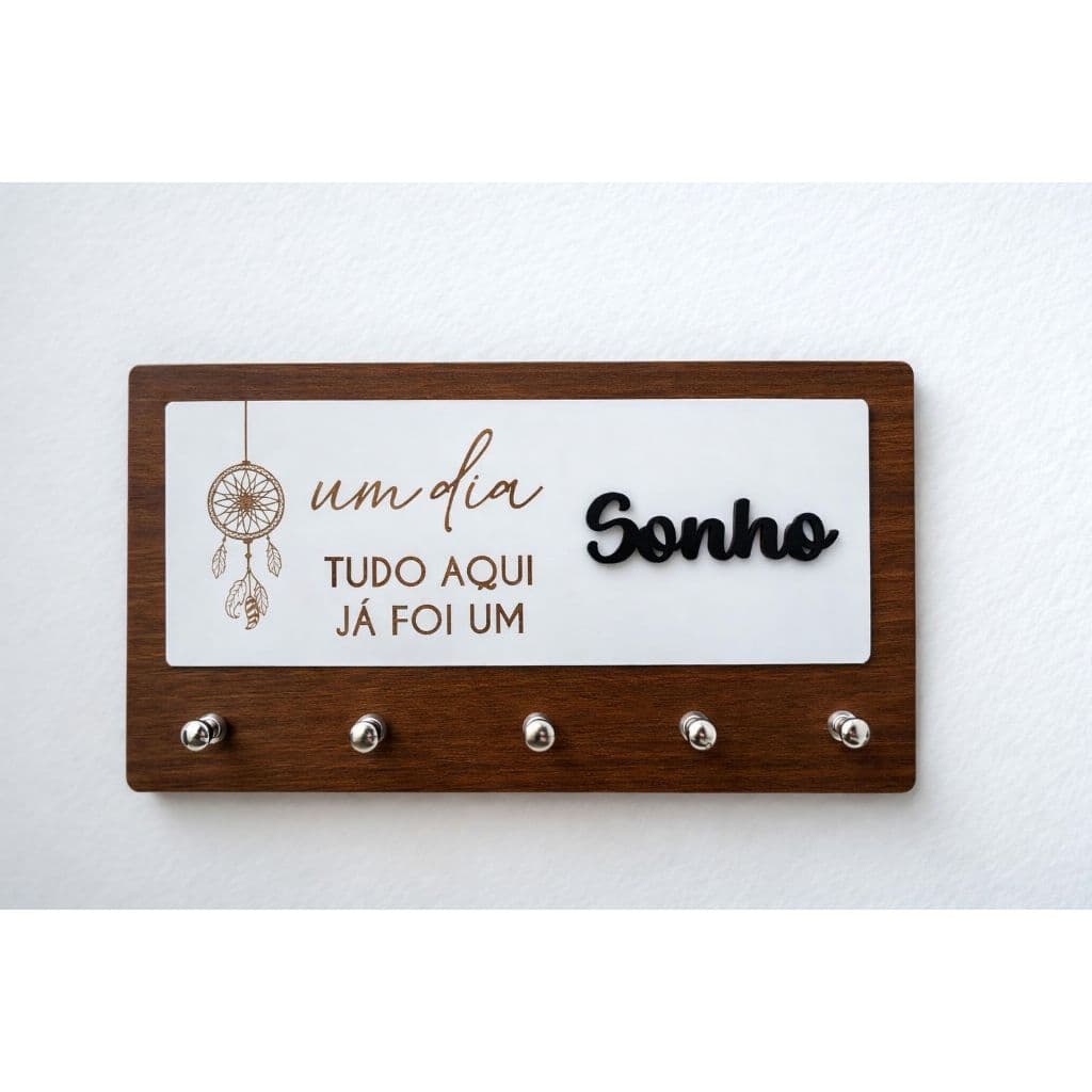 Organizador Porta Chaves MDF com Frase Decorativa – Ideal para Entrada de Casa