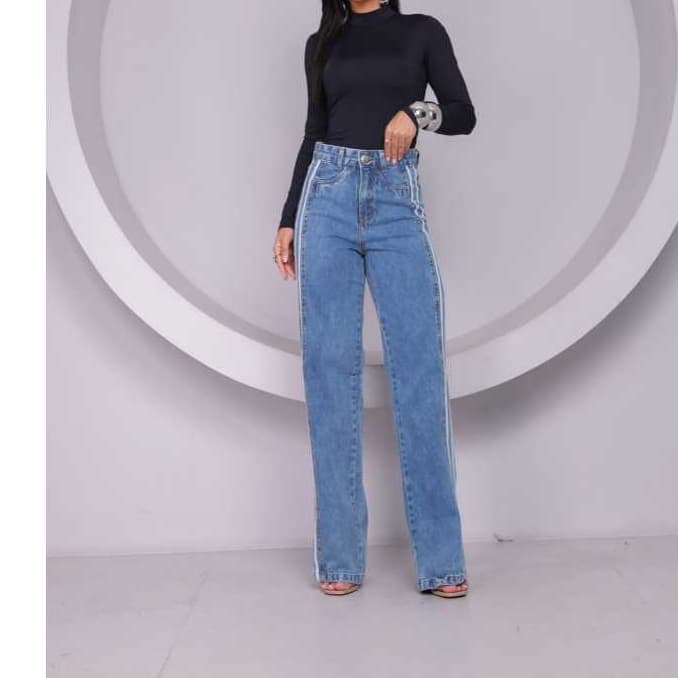 Calça Feminina Wide Leg Efeito Marmorizado com Viés – Look Fashion e Atemporal