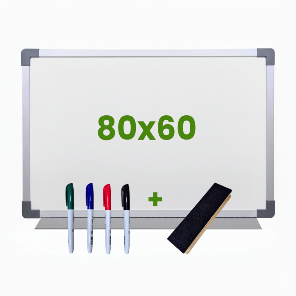 Lousa Escolar Quadro Branco Moldura MDF Aluminizado 80x60