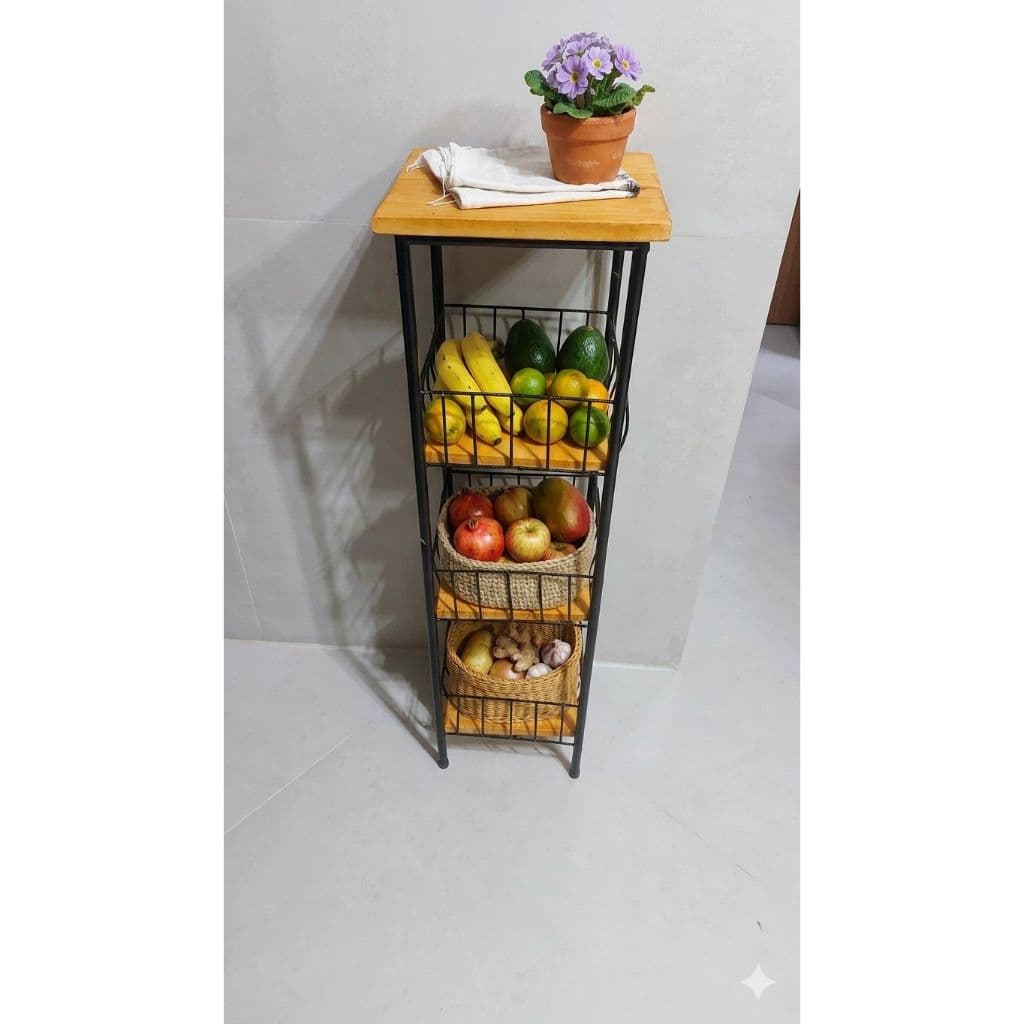 Fruteira Porta Filtro 3 Andares Ferro e Madeira Rustica Artesanal Envio Imediato Preço De Fabrica