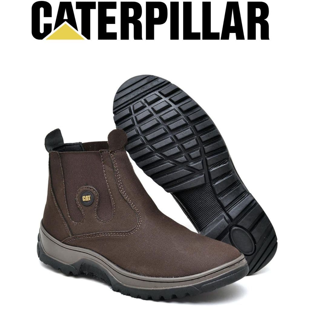 Bota Cat. Masculina Botina Estilo Texana Calce Facil Lona Reforçada