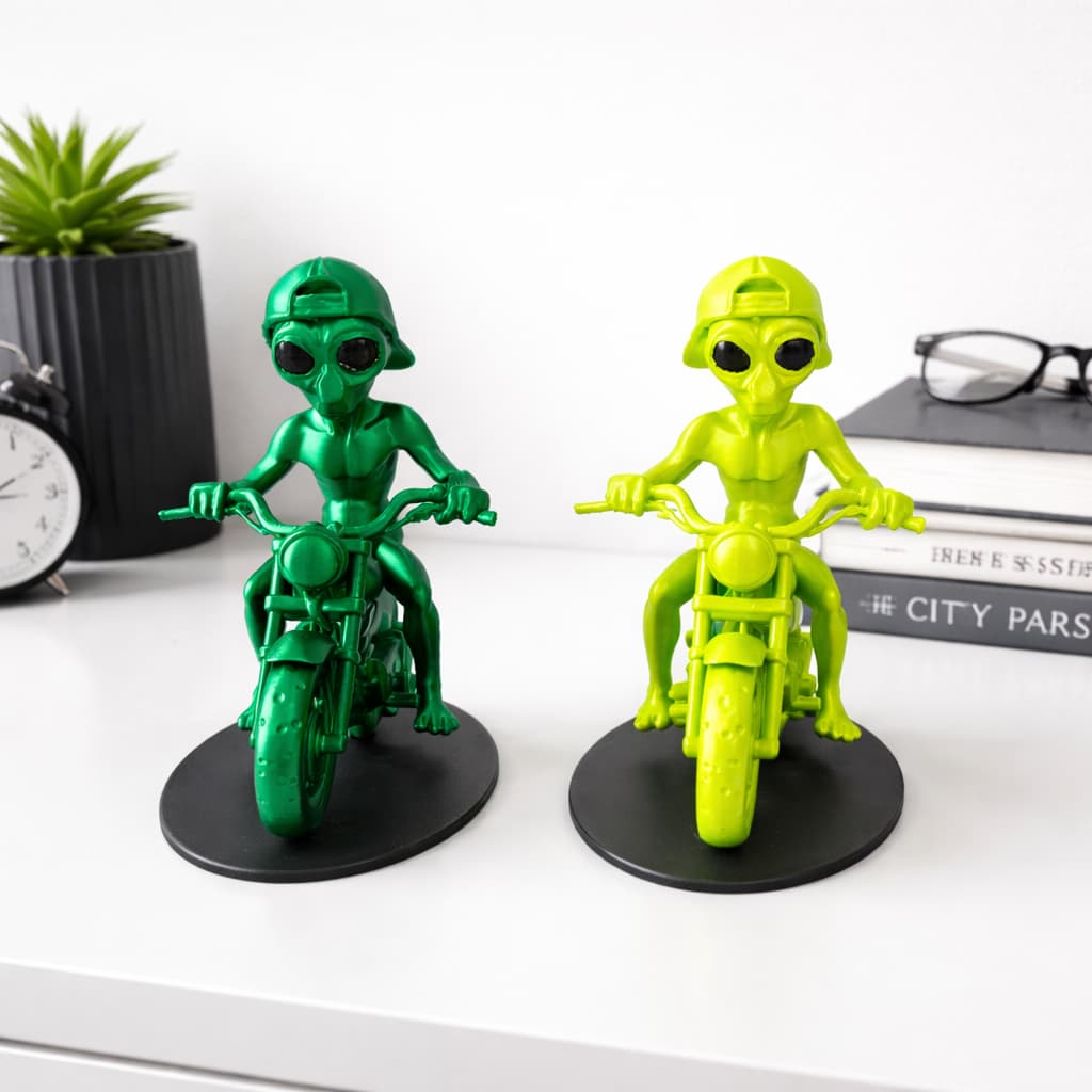 Kit 1X/2X Alien Motoqueiro Decoração  Geek  3D  Boneco ET Alienígena  Enfeite  Quarto Sala  Presente